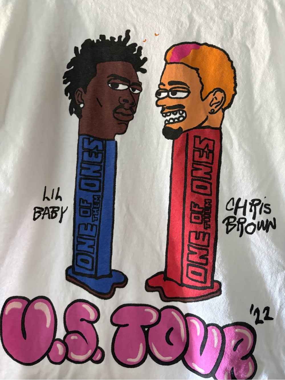 Kids White Graphic Bottoms with Pink & Blue Print